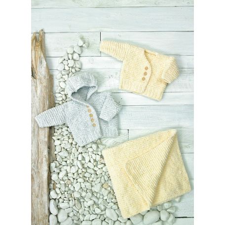James C Brett JB696 Baby Velvet Chunky Knitting Pattern - Hooded Cardigan, Cardigan &amp; Wrap