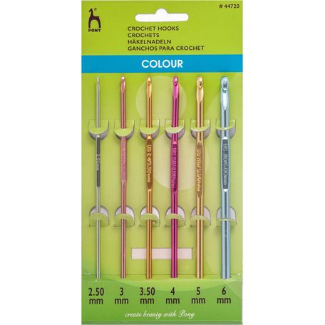 Pony Coloured Anodised Aluminium Crochet hooks