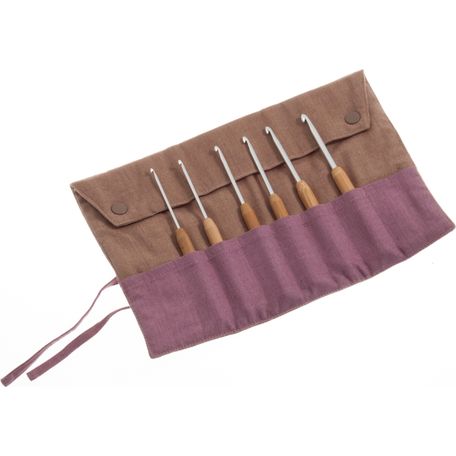Pony Bamboo Crochet Hook Gift et in Cotton Fabric Tool Roll