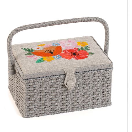 Embroidered Wildflower Needlework Sewing Box