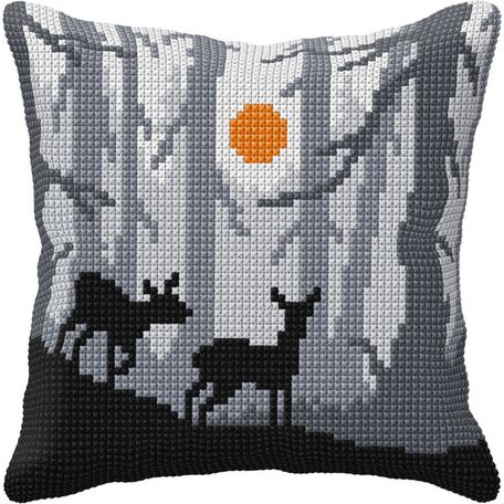 Cross stitch cushion Cover 'Forest in the Night'