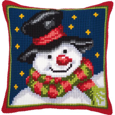 Cross stitch cushion Cover 'Snowman'