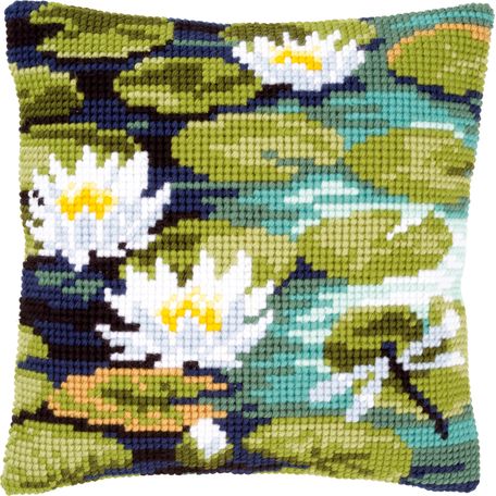 Cross stitch cushion Cover 'Water lillies'
