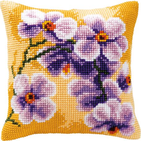 Cross stitch cushion Cover Orchid