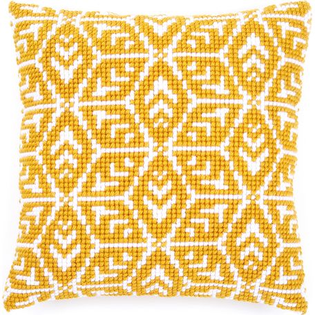 Cross stitch cushion Cover Geometric Yellow