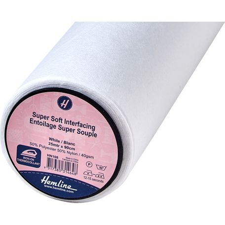 Hemline Interfacing: Super-Soft: Iron-on: 25m x 90cm: White
