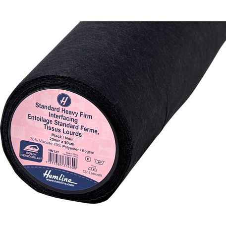 Hemline Interfacing: Standard: Heavy-Firm: Iron-on: 25m x 90cm: Black