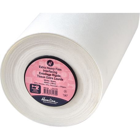 Hemline Interfacing: Extra-Heavy: Firm: Sew-in: 25m x 30cm: White
