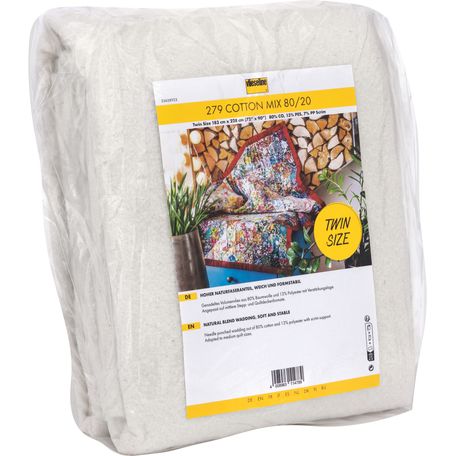Vlieseline Batting: Cotton 279: Mix 80/20: Pre-Pack: Twin Size: 183cm x 228cm