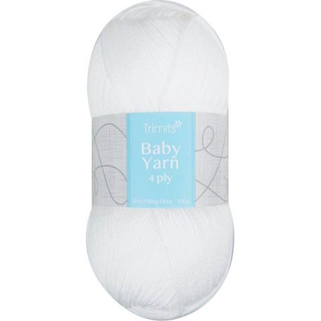 Trimits Knitting Yarn: Baby: 4 Ply: 6 x 100g: White