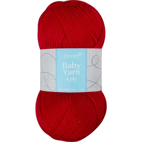 Trimits Knitting Yarn: Baby: 4 Ply: 6 x 100g: Red