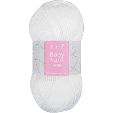 Trimits Knitting Yarn: Baby Aran: 6 x 100g: White
