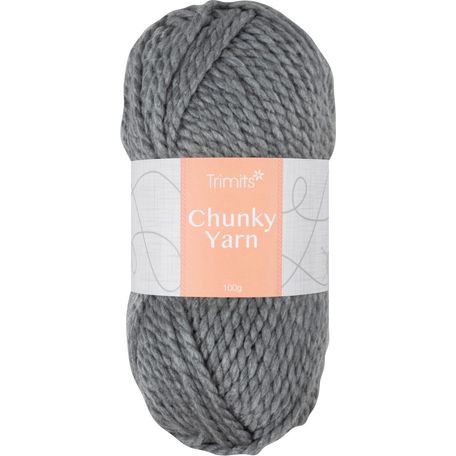 Trimits Knitting Yarn: Chunky: 6 x 100g: Grey