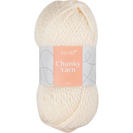 Trimits Knitting Yarn: Chunky: 6 x 100g: Ivory