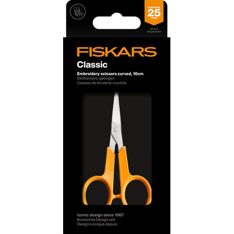 Fiskars Scissors: Classic: Embroidery: Curved: 10cm (F9808) - F1075059