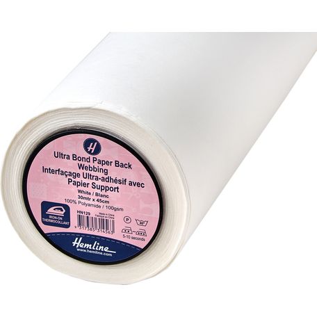 Webbing: Ultra-Bond: Paper Backed: Iron-on: 30m x 45cm: White
