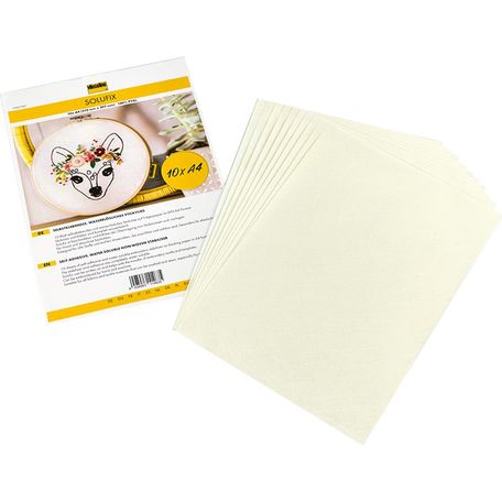 Embroidery Backer: Solufix: Pre-Pack: White: A4: 210mm x 297mm: 10 Pieces