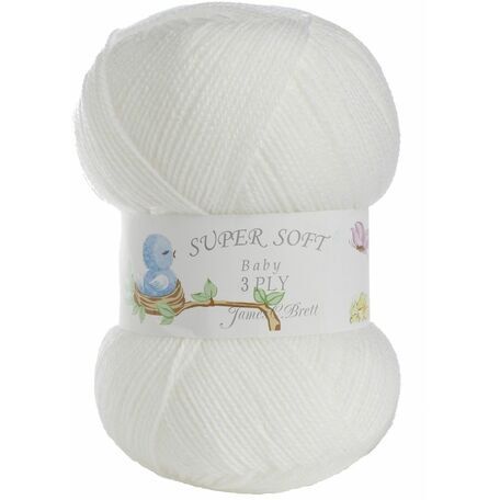 James C. Brett Super Soft 3 Ply Baby Yarn - White (100g)