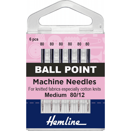 Hemline Ball Point Machine Needles - Medium 80/12 - 5 Packs