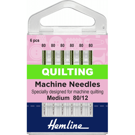 Hemline Quilting Machine Needles - Medium 80/12 - 5 Packs