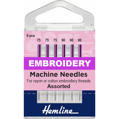Hemline Embroidery Machine Needles - Assorted - 5 Packs