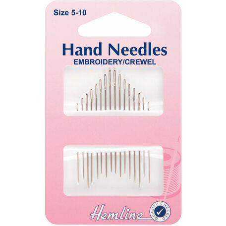 Hemline Hand Sewing Needles - Embroidery/Crewel (Size 5-10)