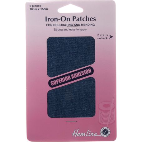 Hemline Cotton Twill Patches - 10 x 15cm (Mid Denim)