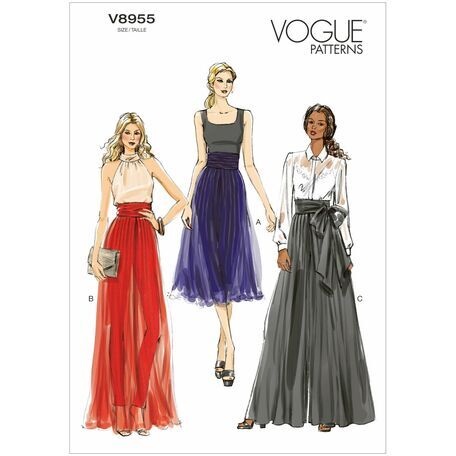 Vogue Pattern V8955 Misses' Wide-leg Pleated Pants
