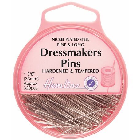 Hemline Fine & Long Dressmakers Pins - 33mm (320pcs)