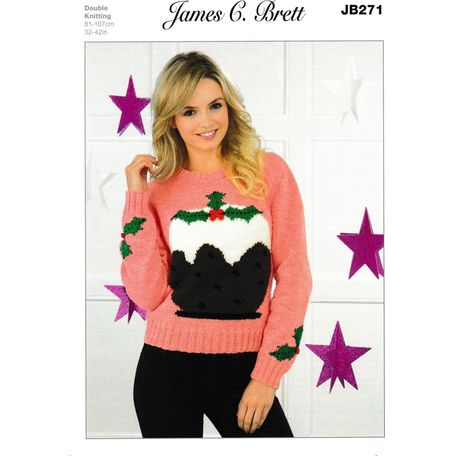 James C Brett DK Knitting Pattern JB271 (Christmas Sweater)