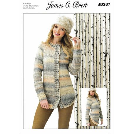 Brett Pattern JB287 Ladies Marble Chunky Cardigan Knitting Pattern