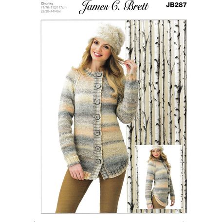 Brett Pattern JB287 Ladies Marble Chunky Cardigan Knitting Pattern
