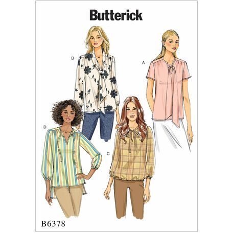 Butterick Pattern B6378 Misses' Gathered Tops and Tunics with Neck Ties