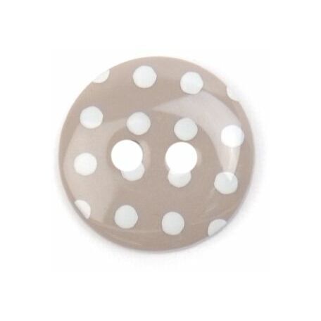 Beige/White spotted 2 hole button: 15mm