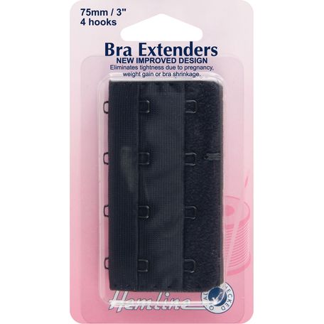 Hemline Bra Extenders - Black (75mm)