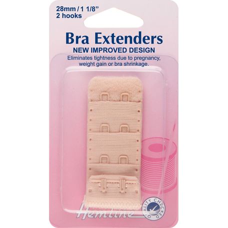 Hemline 2 Hook Bra Back Extenders - Nude (28mm)