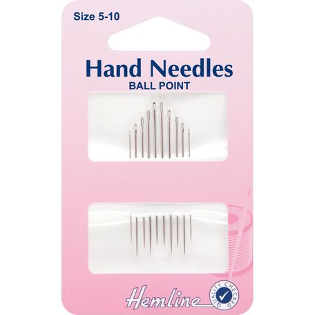 Hemline Ball Point Hand Needles - Size 5-10 - 5 Packs