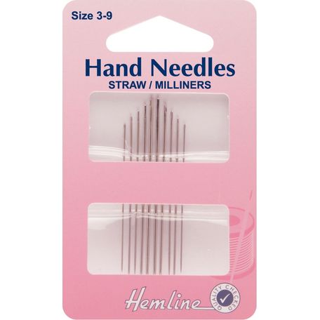 Hemline Straw/Milliner Hand Needles - Size 3-9 - 5 Packs
