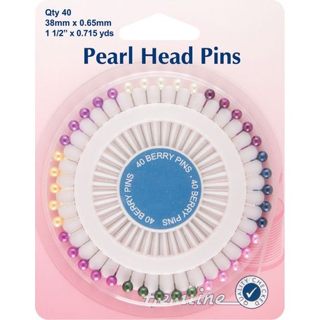 Hemline Nickel Pearl Head Pins - 38mm (40pcs)