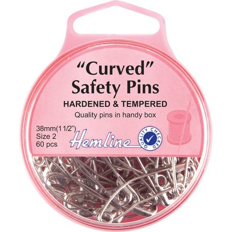 Hemline Nickel Curved Safety Pins - 38mm (60pcs)