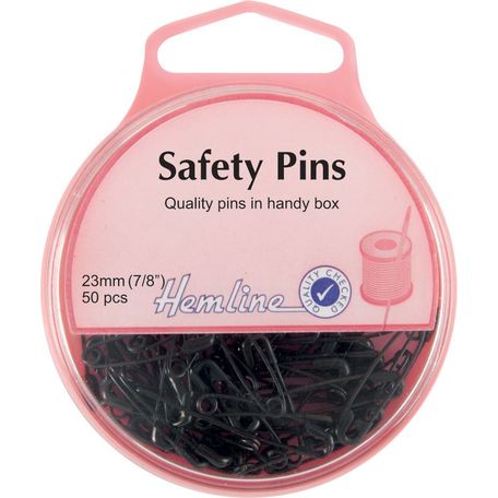 Hemline Black Safety Pins - 23mm (50pcs)