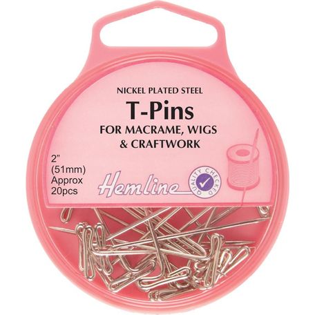 Hemline Nickel T-Pins - 51mm (20pcs)