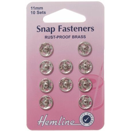 Hemline Sew On Snap Fasteners (Nickel) - 11mm