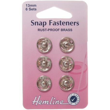 Hemline Sew On Snap Fasteners (Nickel) - 13mm