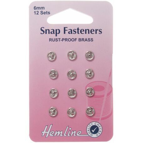 Hemline Sew On Snap Fasteners (Nickel) - 6mm