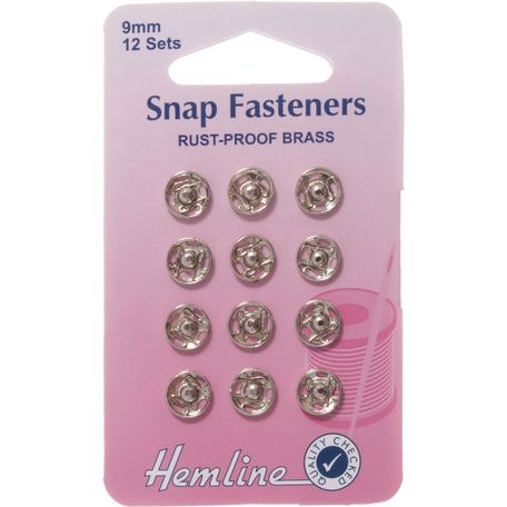 Hemline Sew On Snap Fasteners (Nickel) - 9mm