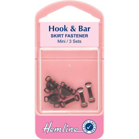 Hemline Hook &amp; Bar Skirt Fastener - Black (Mini)