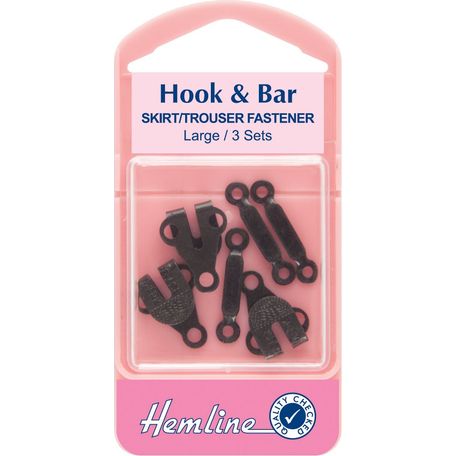 Hemline Hook &amp; Bar Skirt/Trouser Fastener - Black (Large)