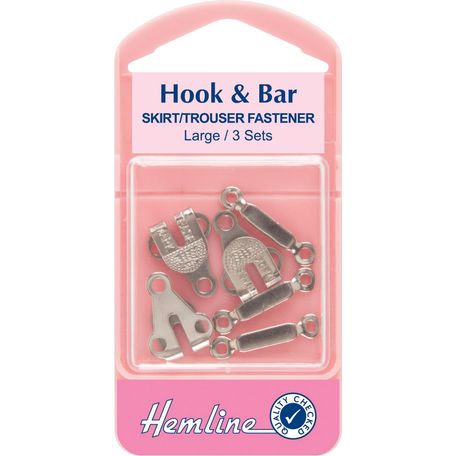 Hemline Hook &amp; Bar Skirt/Trouser Fastener - Nickel (Large)