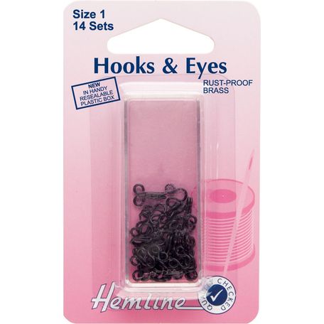 Hemline Hooks &amp; Eyes - Black (Size 1)